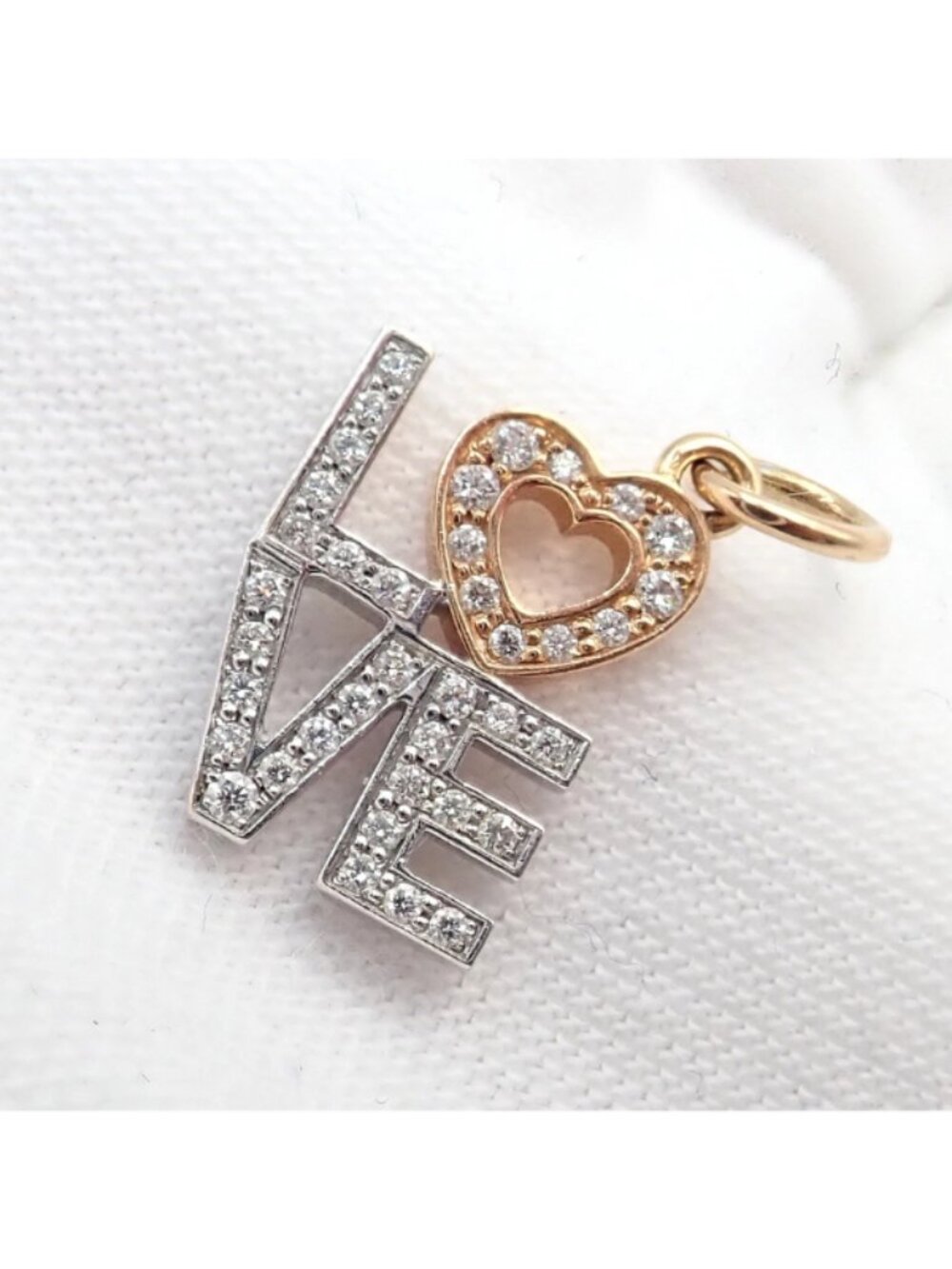 Tiffany & Co. 18k Yellow + White Gold LOVE Philadelphia Diamond Pendant Charm - Picture 6 of 9